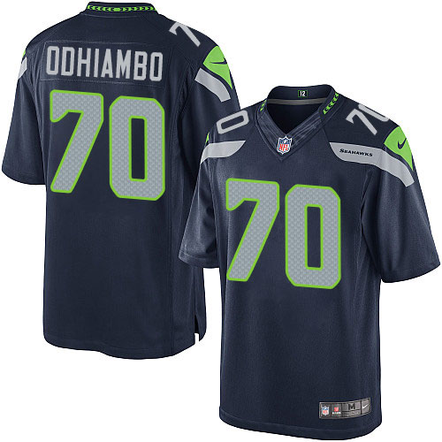 Men's Limited Rees Odhiambo Nike Jersey Navy Blue Home - #70 NFL Seattle Seahawks